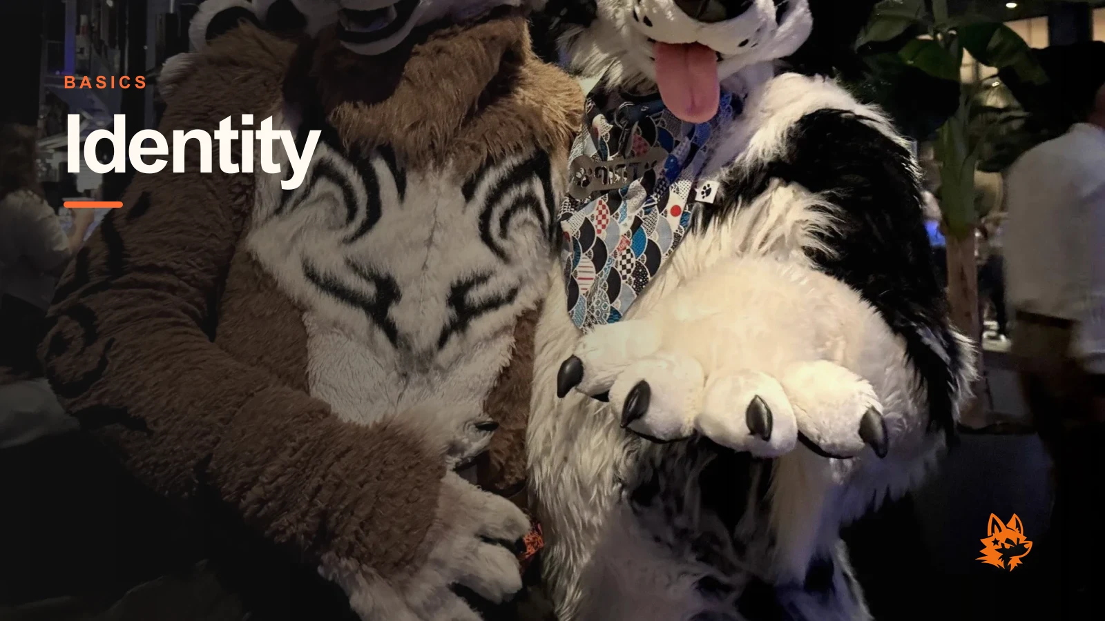 Two fursuiters at Eurofurence (a tiger and a black-and-white canine partial) illustrating the visible side of the furry fandom.